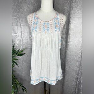 Sundance Women’s Embroidered Sleeveless Top Cream Sz S